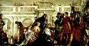 Paolo  Veronese the family of darus before alexander oil painting artist